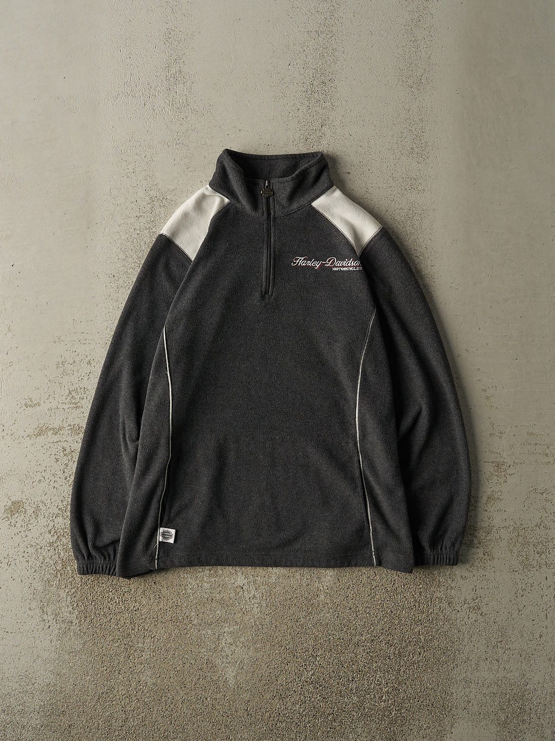 Vintage Y2K Charcoal Grey Harley Davidson Kitchener Quarter Zip Fleece (S/M)