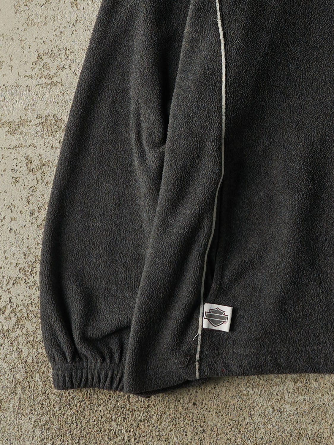 Vintage Y2K Charcoal Grey Harley Davidson Kitchener Quarter Zip Fleece (S/M) - Image 3