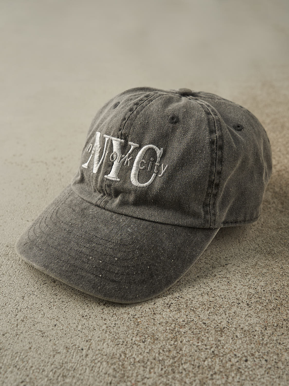 Vintage Y2K Charcoal Grey New York City Embroidered Strapback (O/S) - Image 2