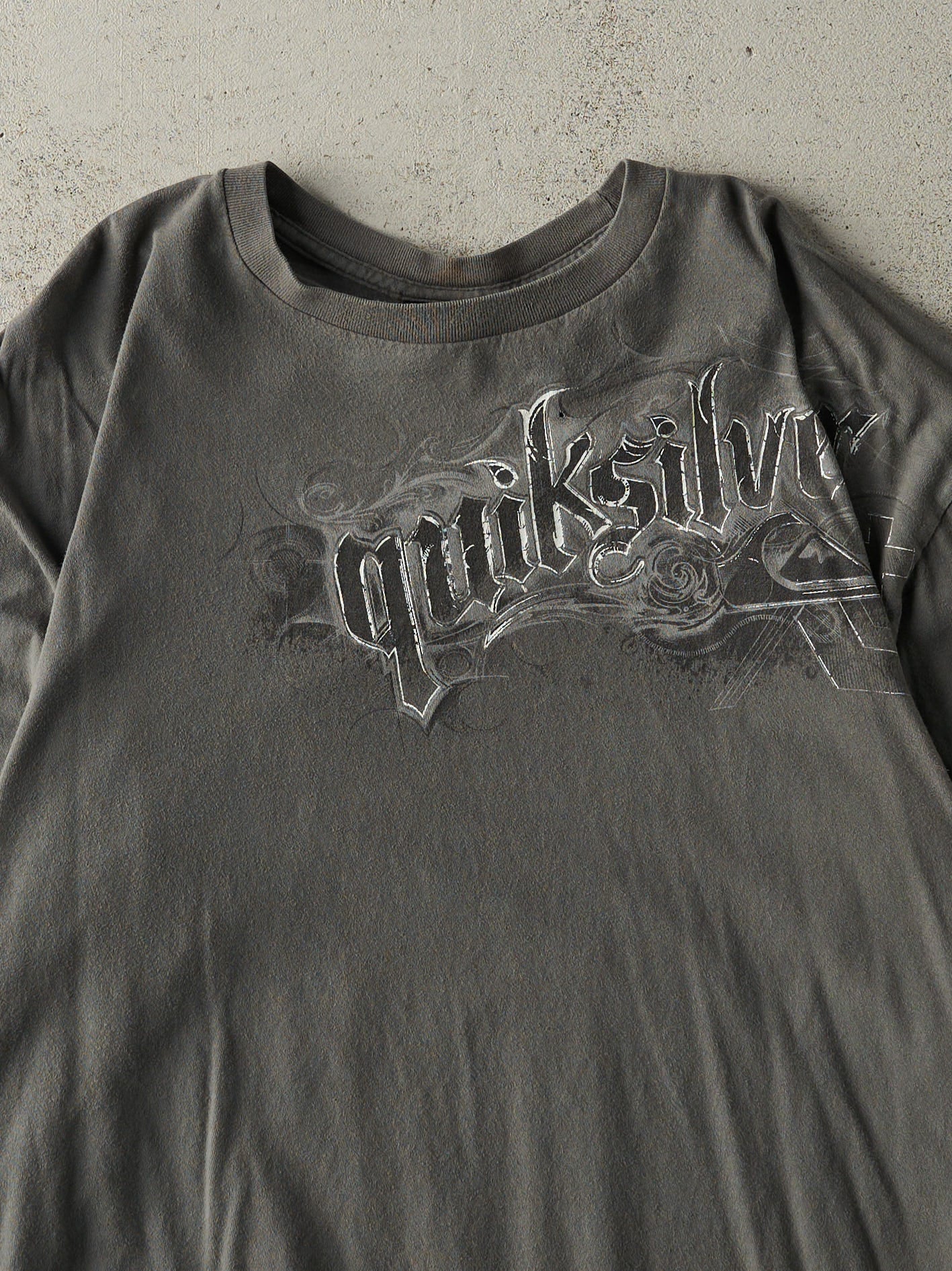 Vintage Y2K Charcoal Grey Quiksilver Long Sleeve (L) - Image 3