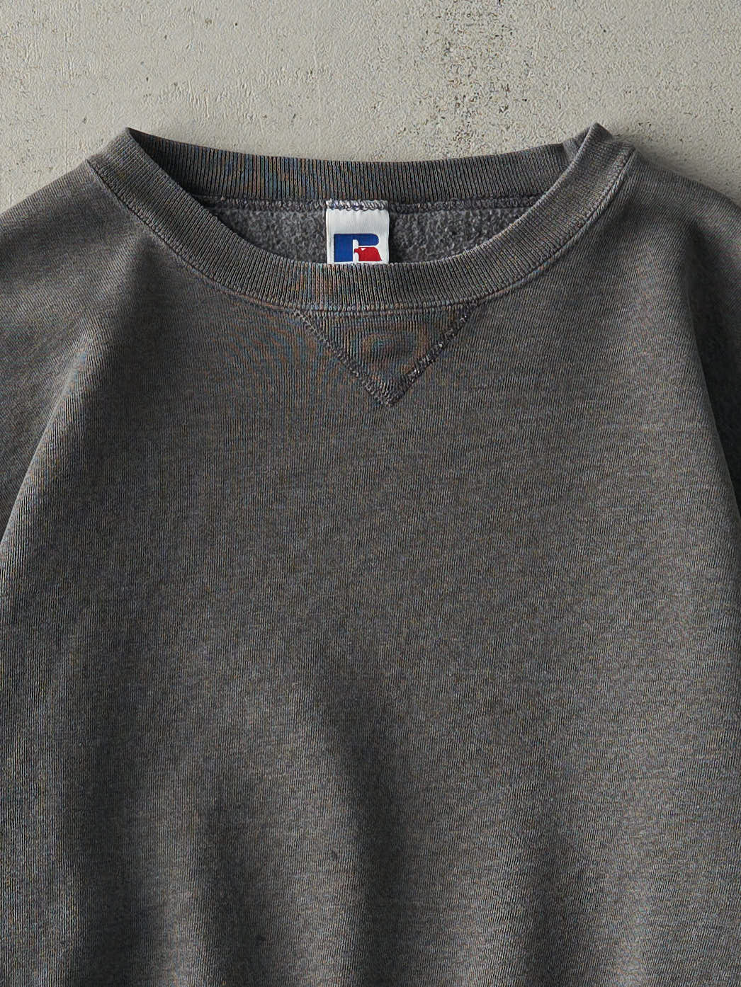Vintage Y2K Charcoal Grey Russell Athletic Blank Crewneck (L) - Image 3