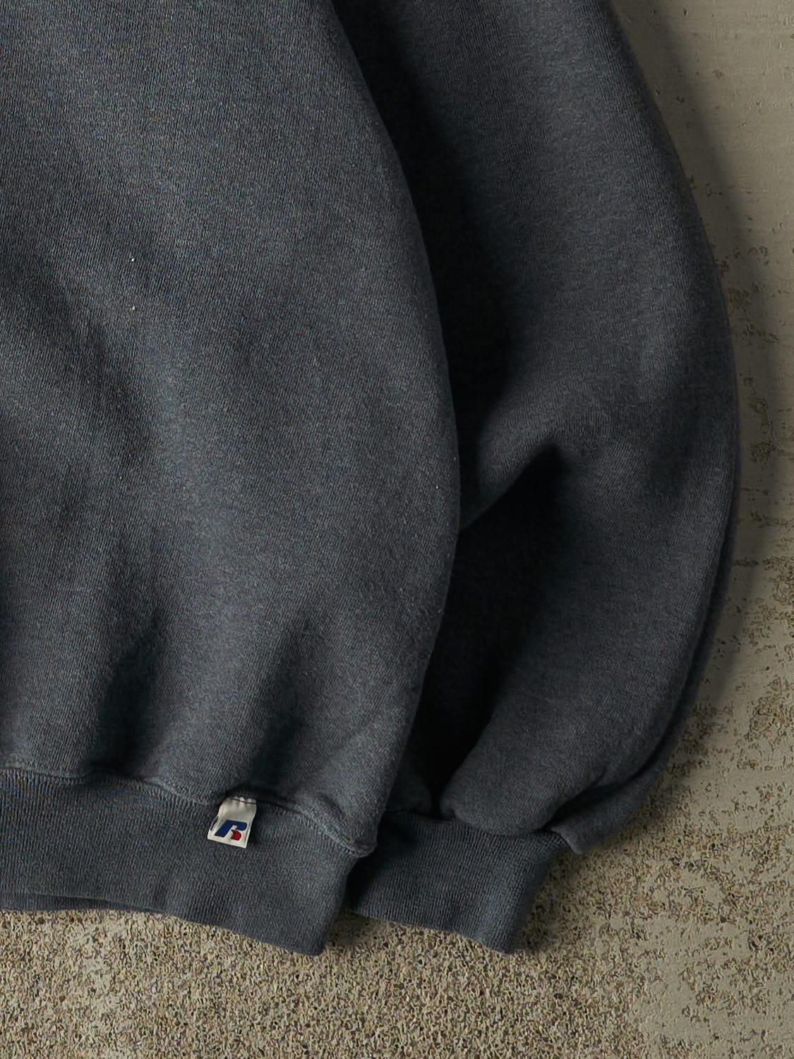 Vintage Y2K Charcoal Grey Russell Athletic Embroidered Crewneck (M) - Image 4