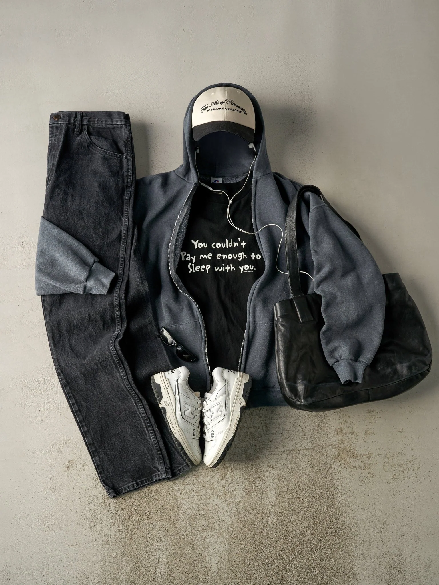 Vintage Y2K Charcoal Grey Russell Athletic Zip Up Hoodie (L) - Image 2