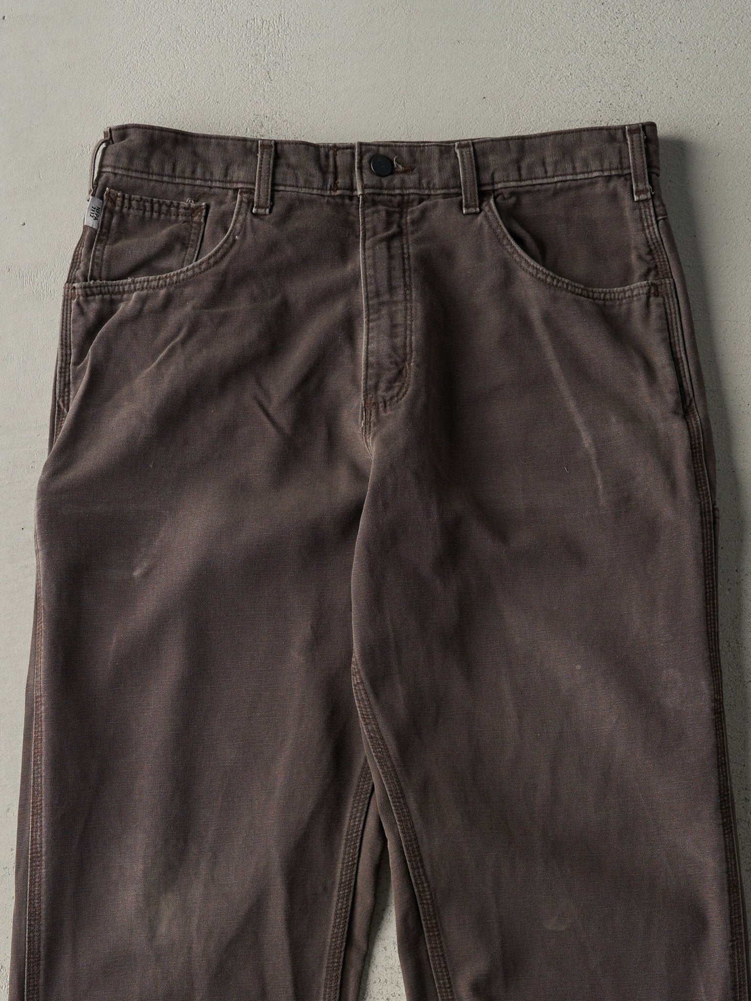 Vintage Y2K Chocolate Brown Carhartt Fire Resistant Work Pants (34x33) - Image 4