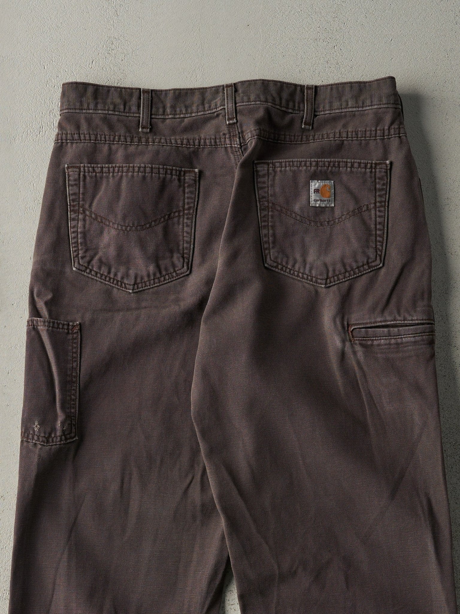 Vintage Y2K Chocolate Brown Carhartt Fire Resistant Work Pants (34x33) - Image 5