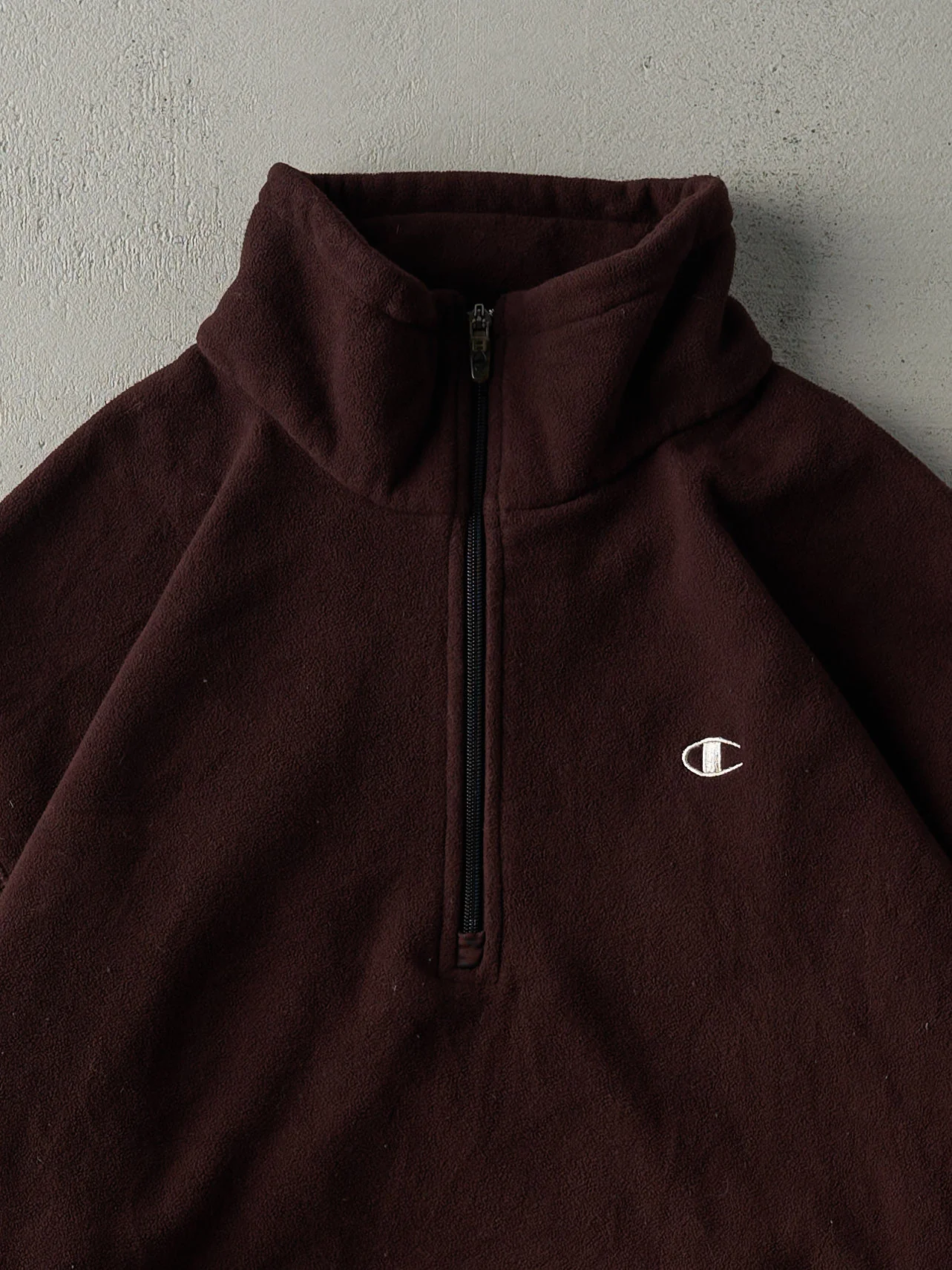 Vintage Y2K Chocolate Brown Champion Quarter Zip Fleece (L/XL) - Image 2