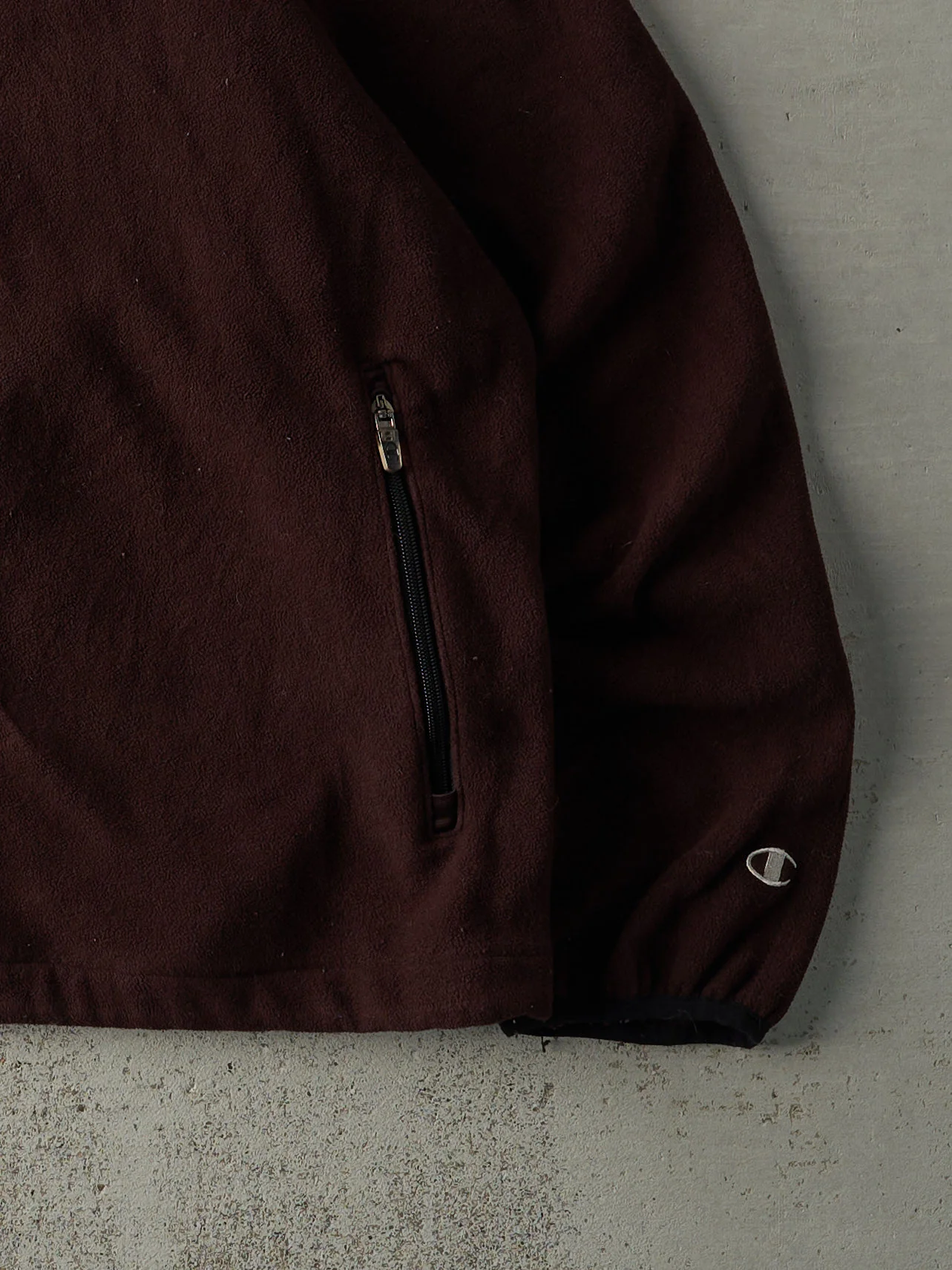 Vintage Y2K Chocolate Brown Champion Quarter Zip Fleece (L/XL) - Image 3