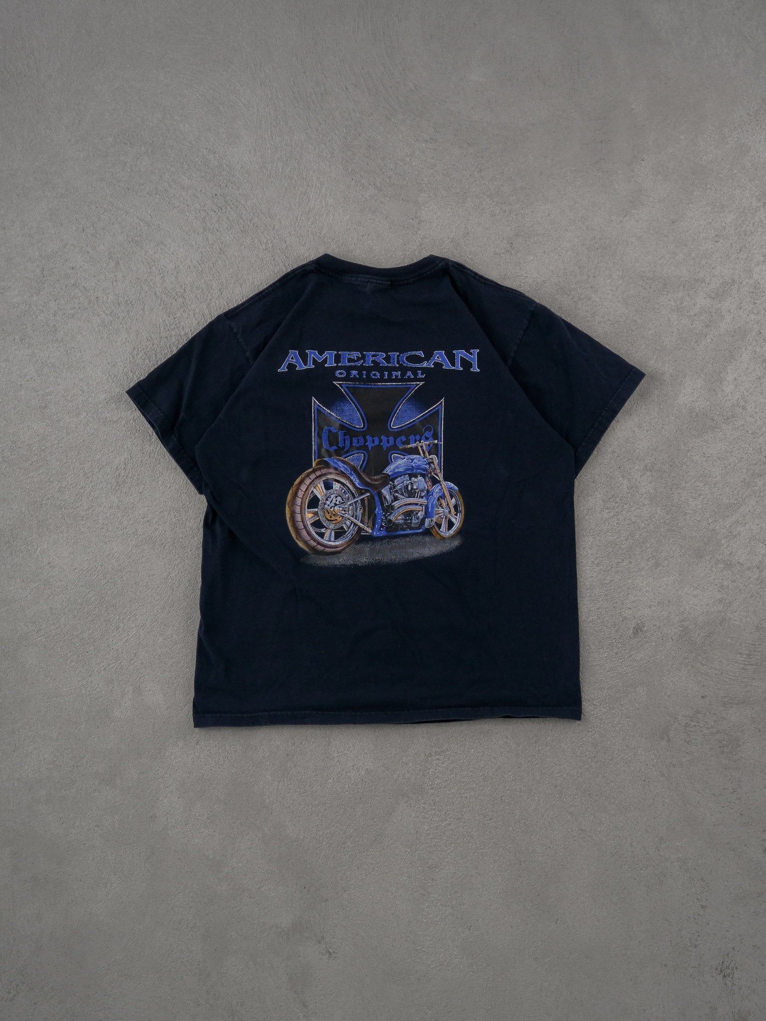 Vintage Y2k Dark Blue American Original Choppers Graphic Tee (M). - Image 2