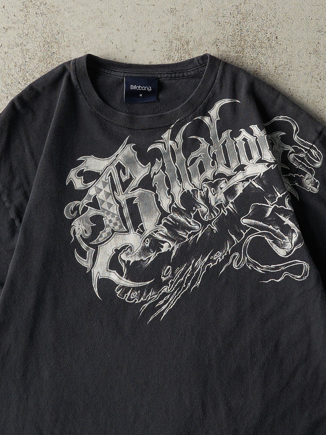 Vintage Y2K Faded Black Billabong Tee (S) - Image 3