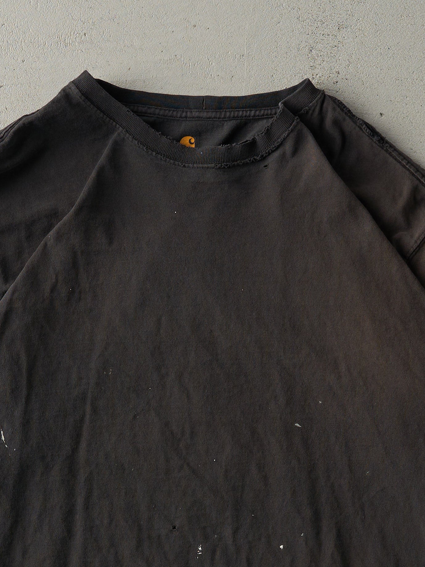 Vintage Y2K Faded Black Blank Carhartt Long Sleeve (XL) - Image 2