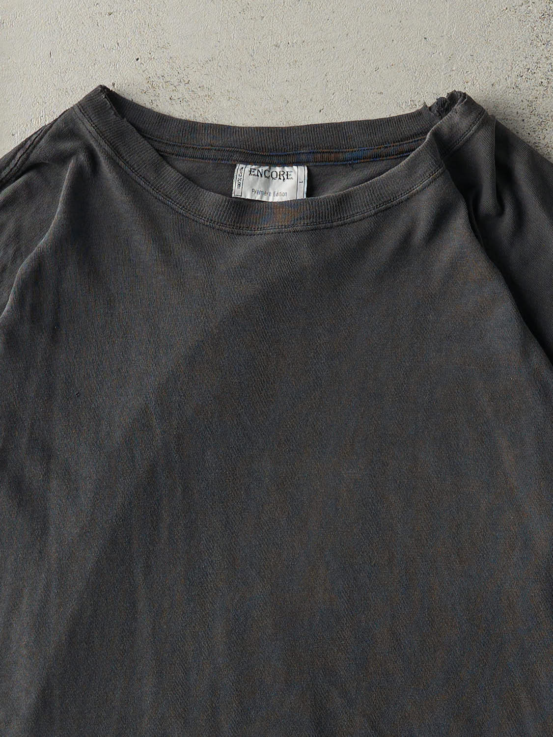 Vintage Y2K Faded Black Blank Boxy Tee (L) - Image 3