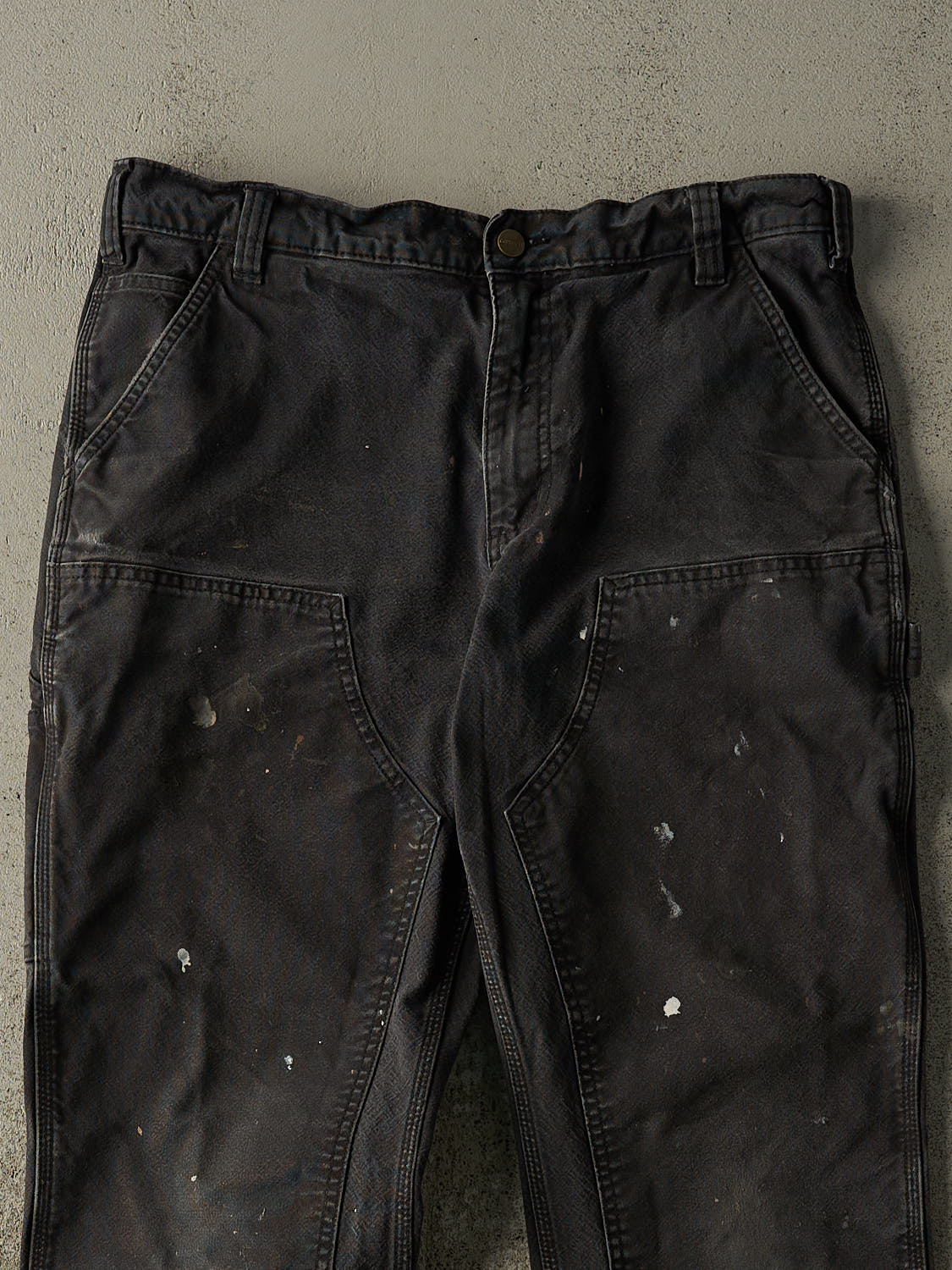 Vintage Y2K Faded Black Carhartt Double Knee Carpenter Pants (35x30.5) - Image 4