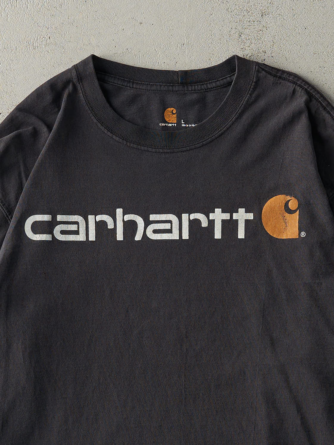 Vintage Y2K Faded Black Carhartt Long Sleeve (L/XL) - Image 3