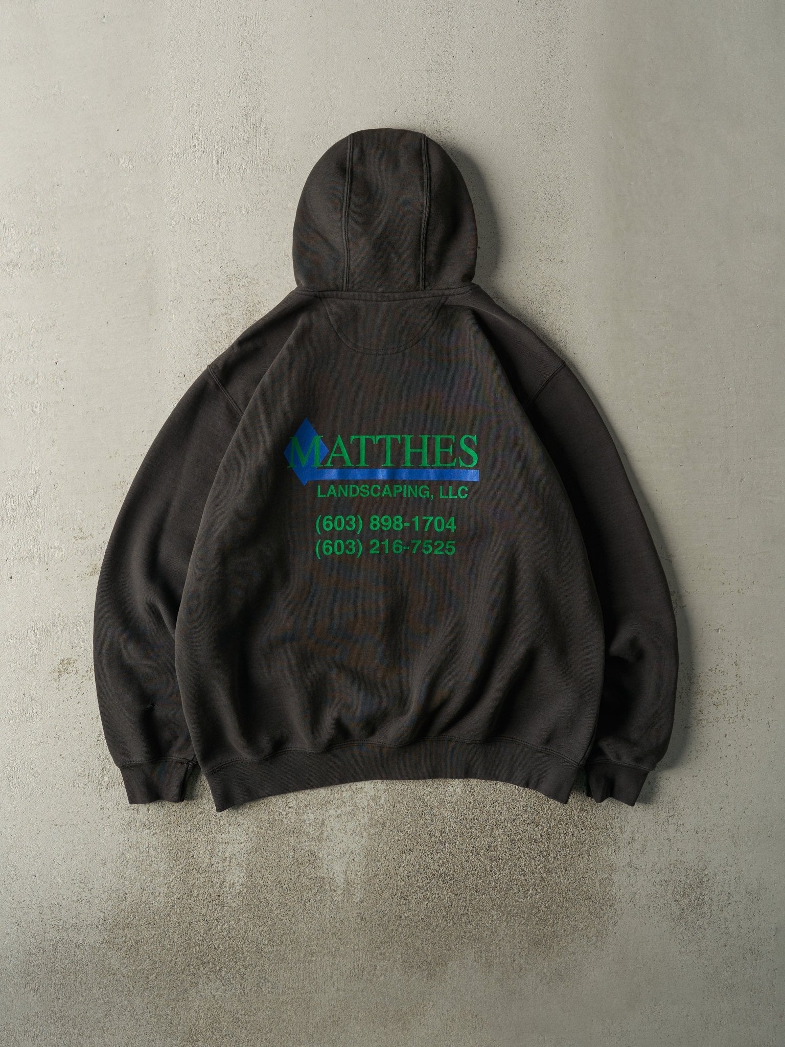 Vintage Y2K Faded Black Carhartt Graphic Hoodie (L/XL)