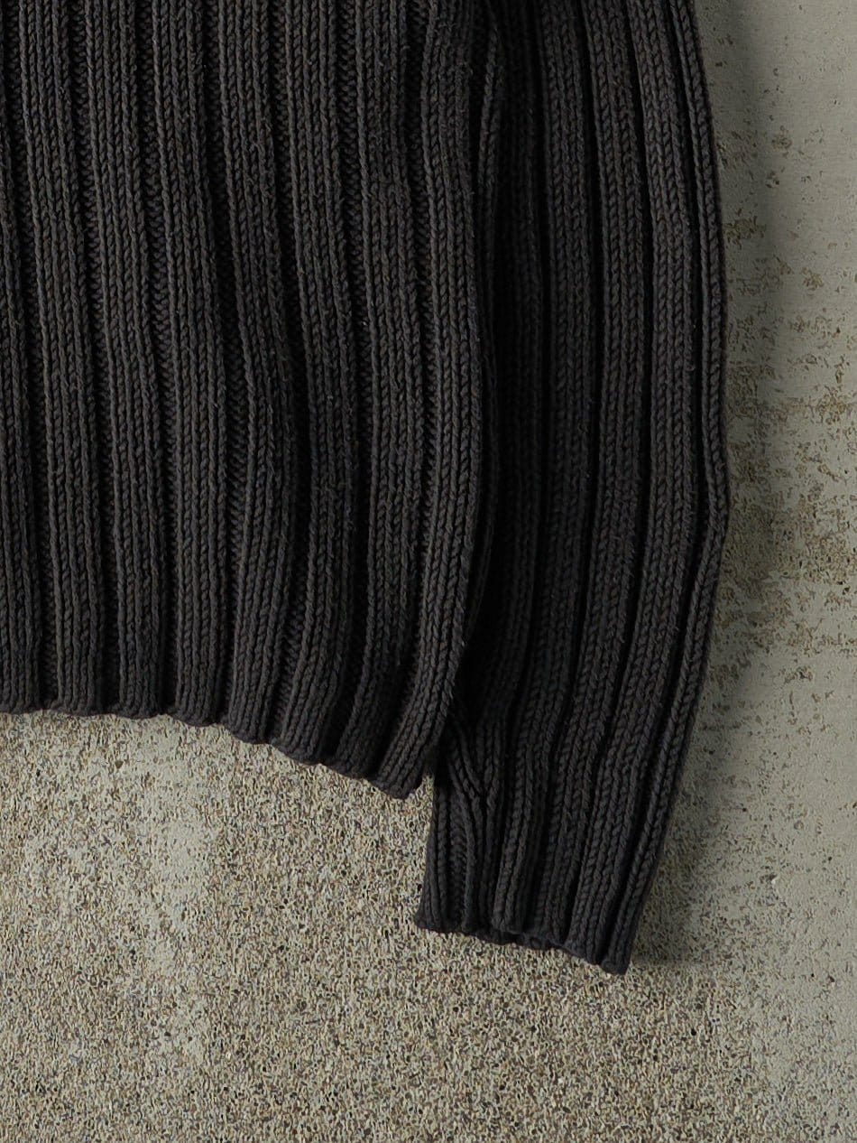 Vintage Y2K Faded Black Chunky Knit Pullover (L) - Image 3