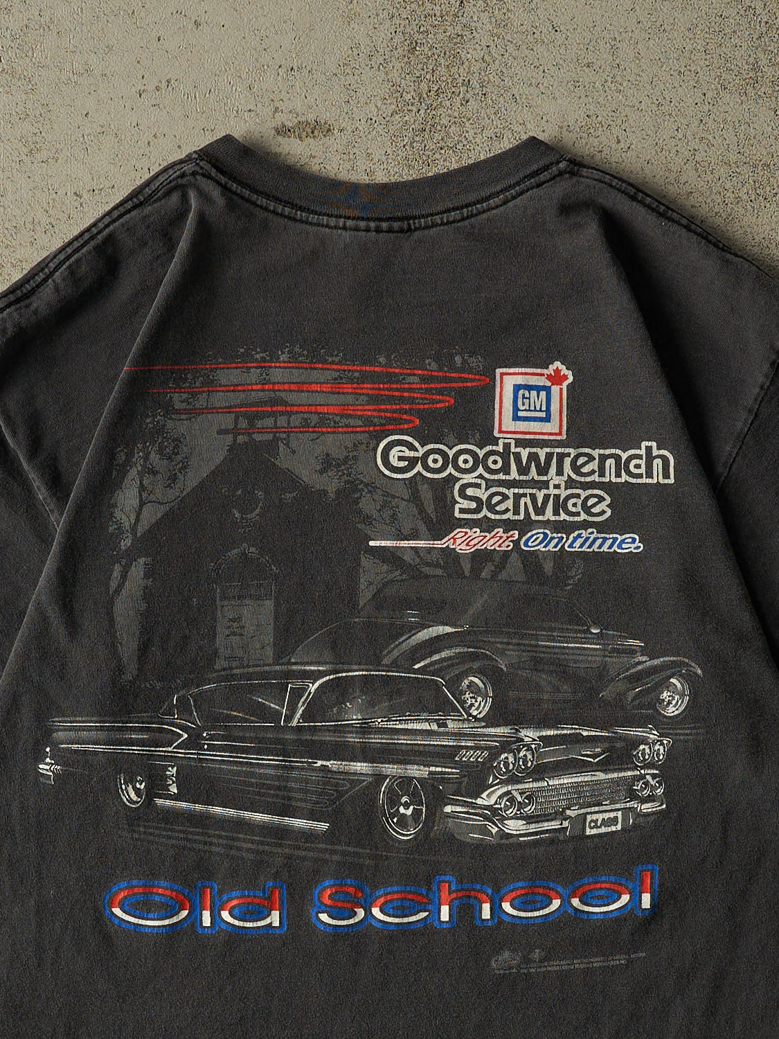Vintage Y2K Faded Black GM Motors Old School Car Tee (L) - Image 4