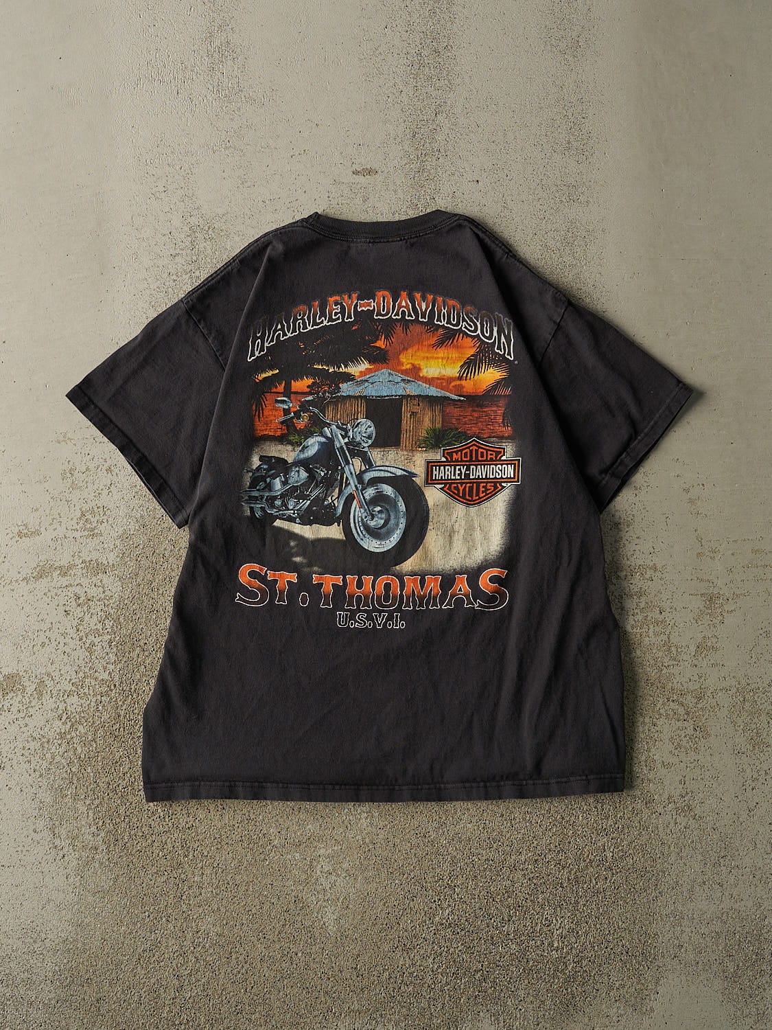 Vintage Y2K Faded Black Harley Davidson St Thomas Tee (L) - Image 2