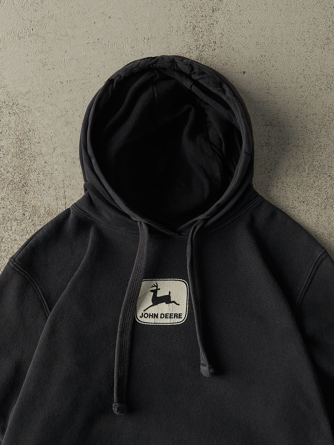 Vintage Y2K Faded Black John Deere Hoodie (M) - Image 2
