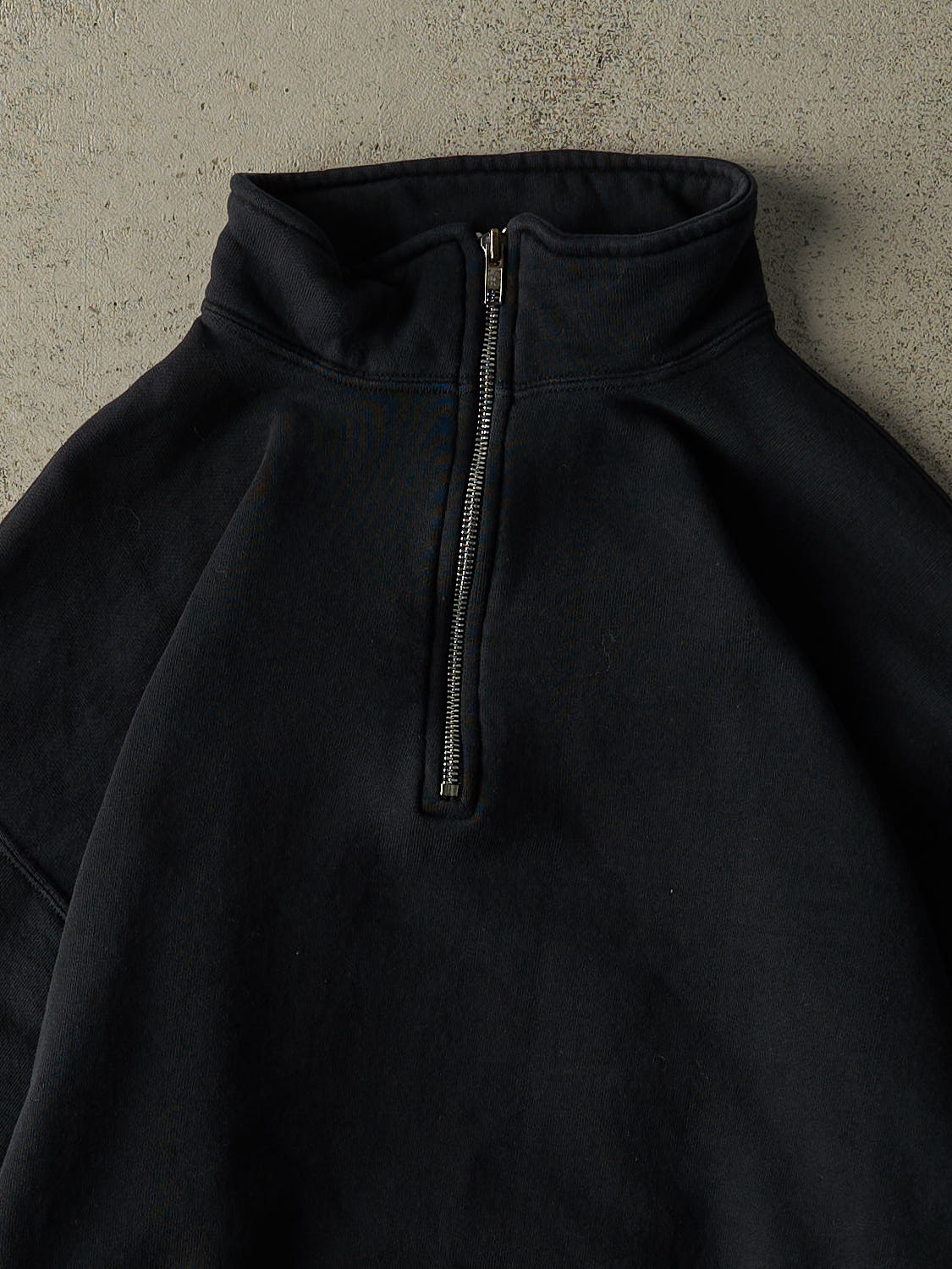 Vintage Y2K Faded Black Russell Athletic Blank Quarter Zip (M/L) - Image 2