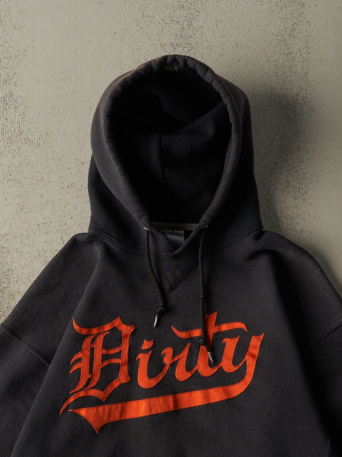 Vintage Y2K Faded Black Russell Athletic Embroidered Hoodie (L) - Image 2