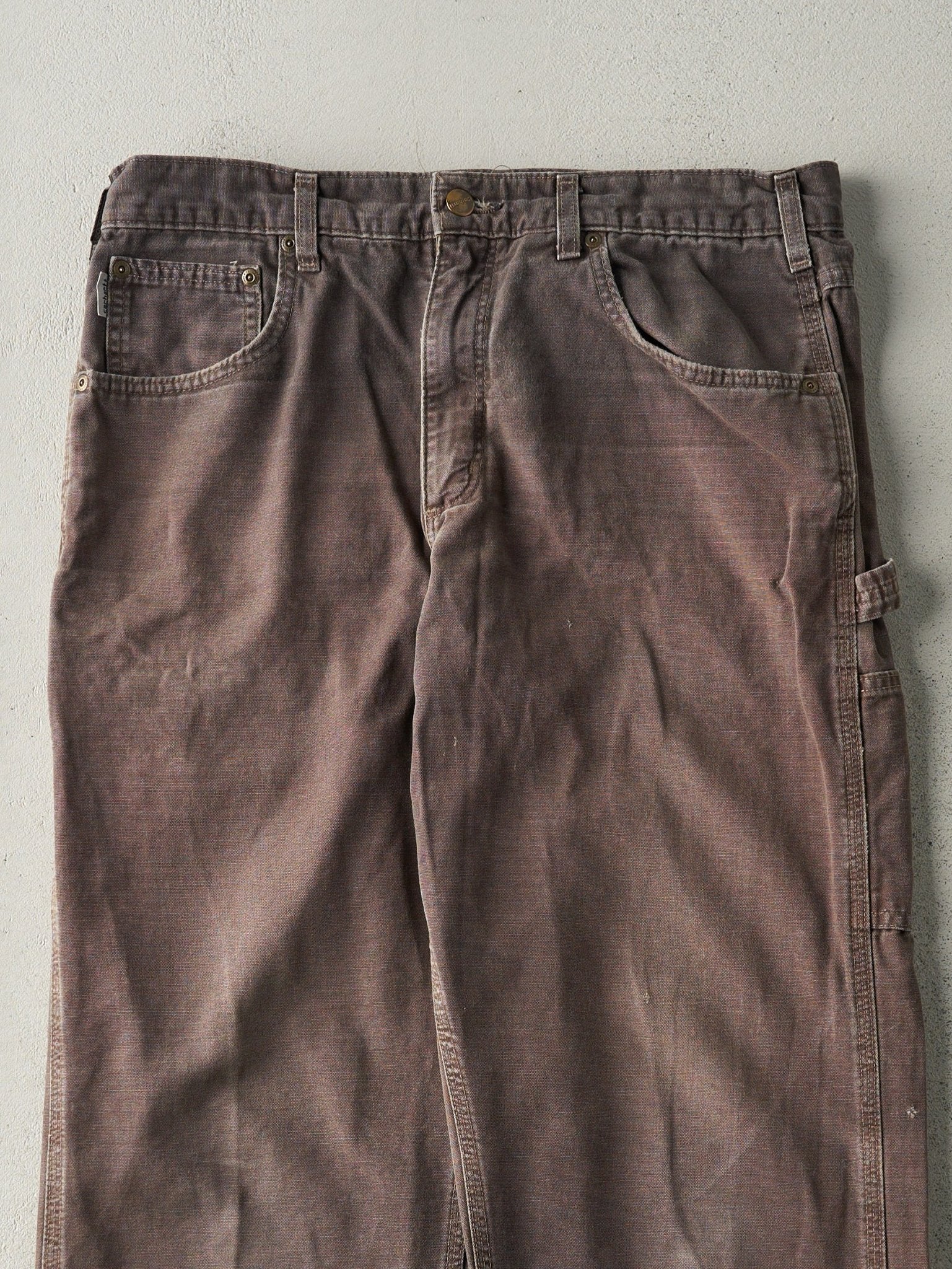 Vintage Y2K Faded Brown Carhartt Light Weight Carpenter Pants (34x31.5) - Image 4