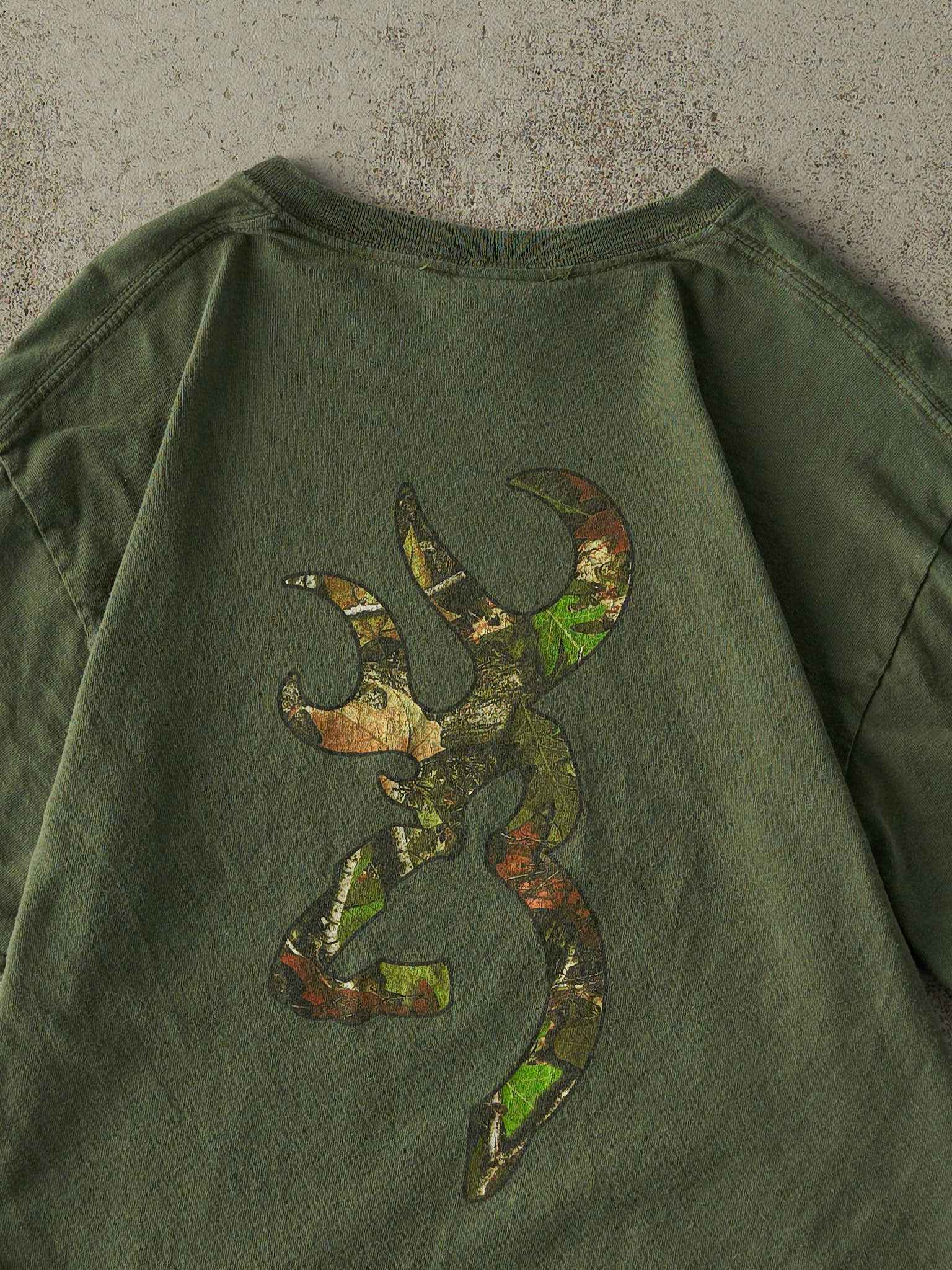 Vintage Y2K Faded Green Browning Logo Tee (S/M) - Image 4