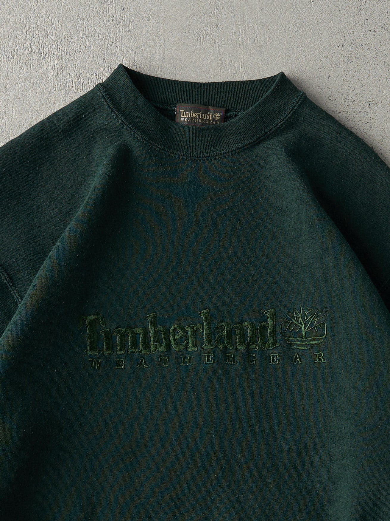 Vintage Y2K Forest Green Timberland Embroidered Crewneck (M) - Image 2