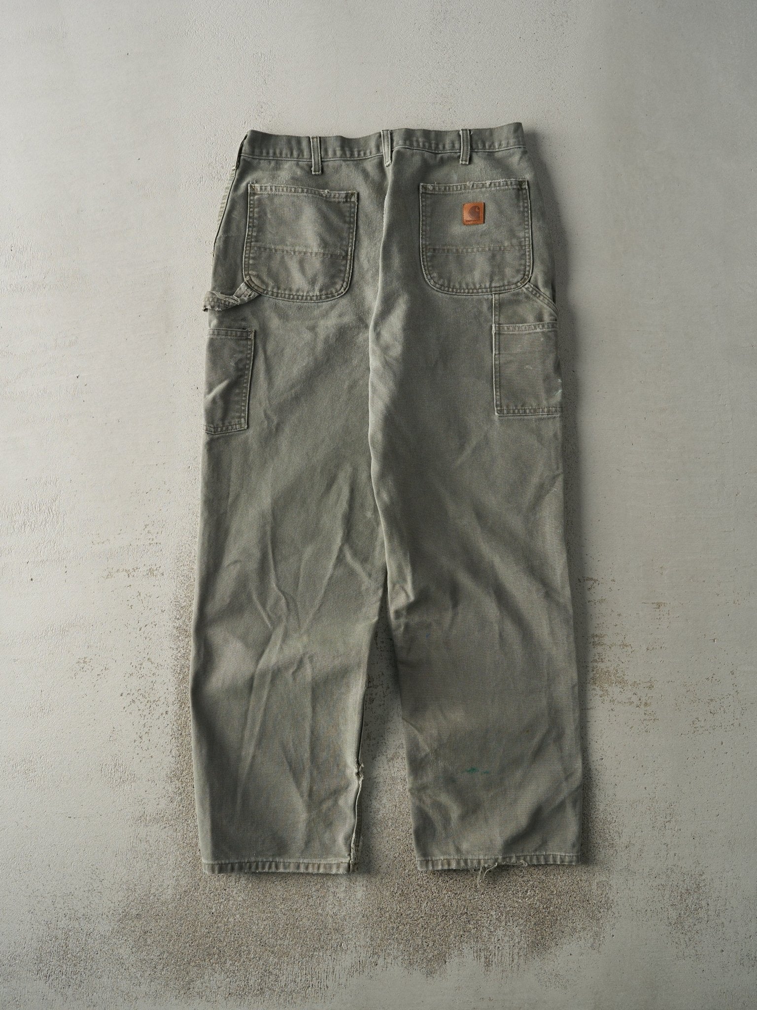 Vintage Y2K Green Dungaree Fit Carhartt Carpenter Pants (35x32) - Image 3