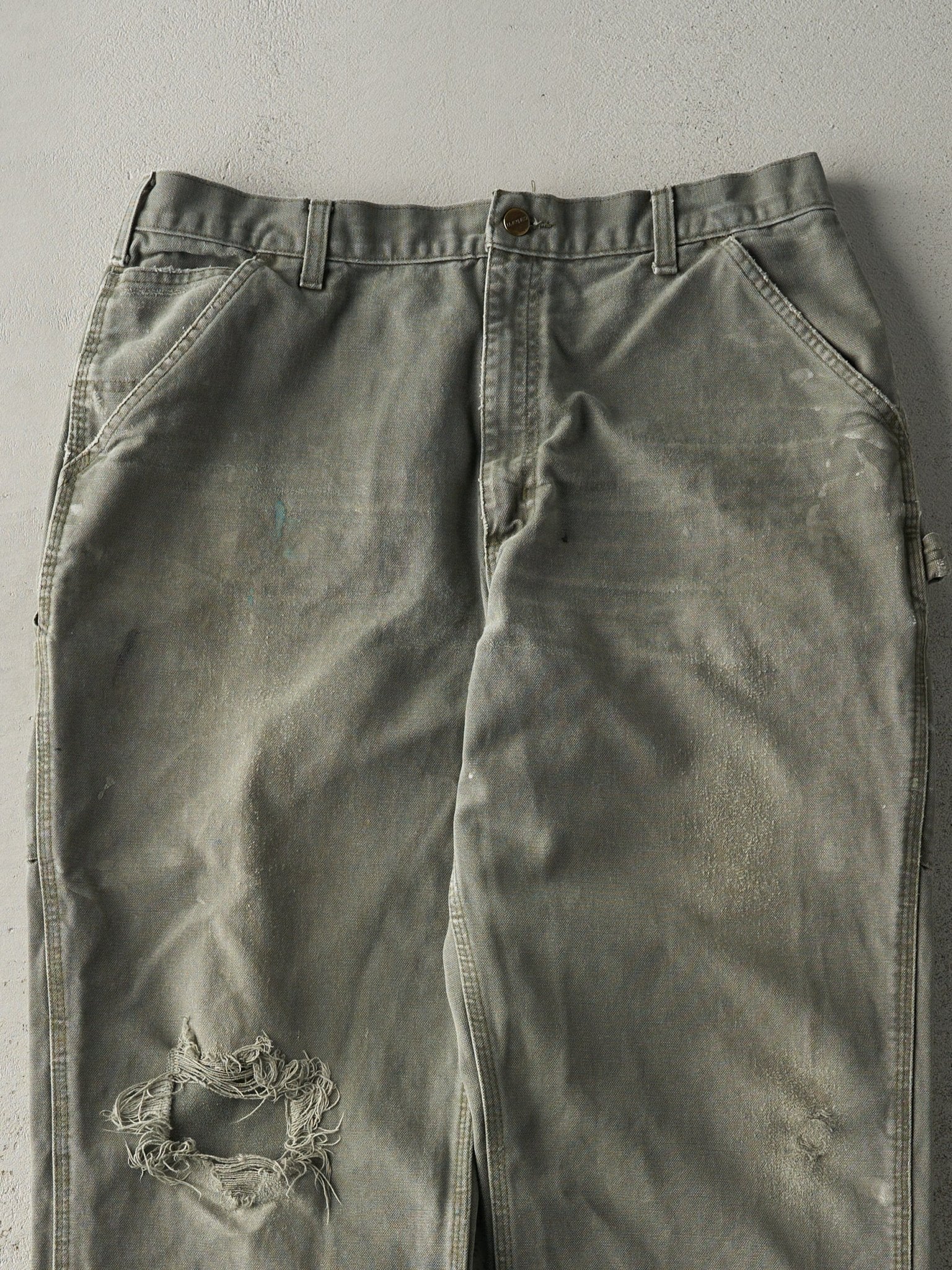 Vintage Y2K Green Dungaree Fit Carhartt Carpenter Pants (35x32) - Image 4
