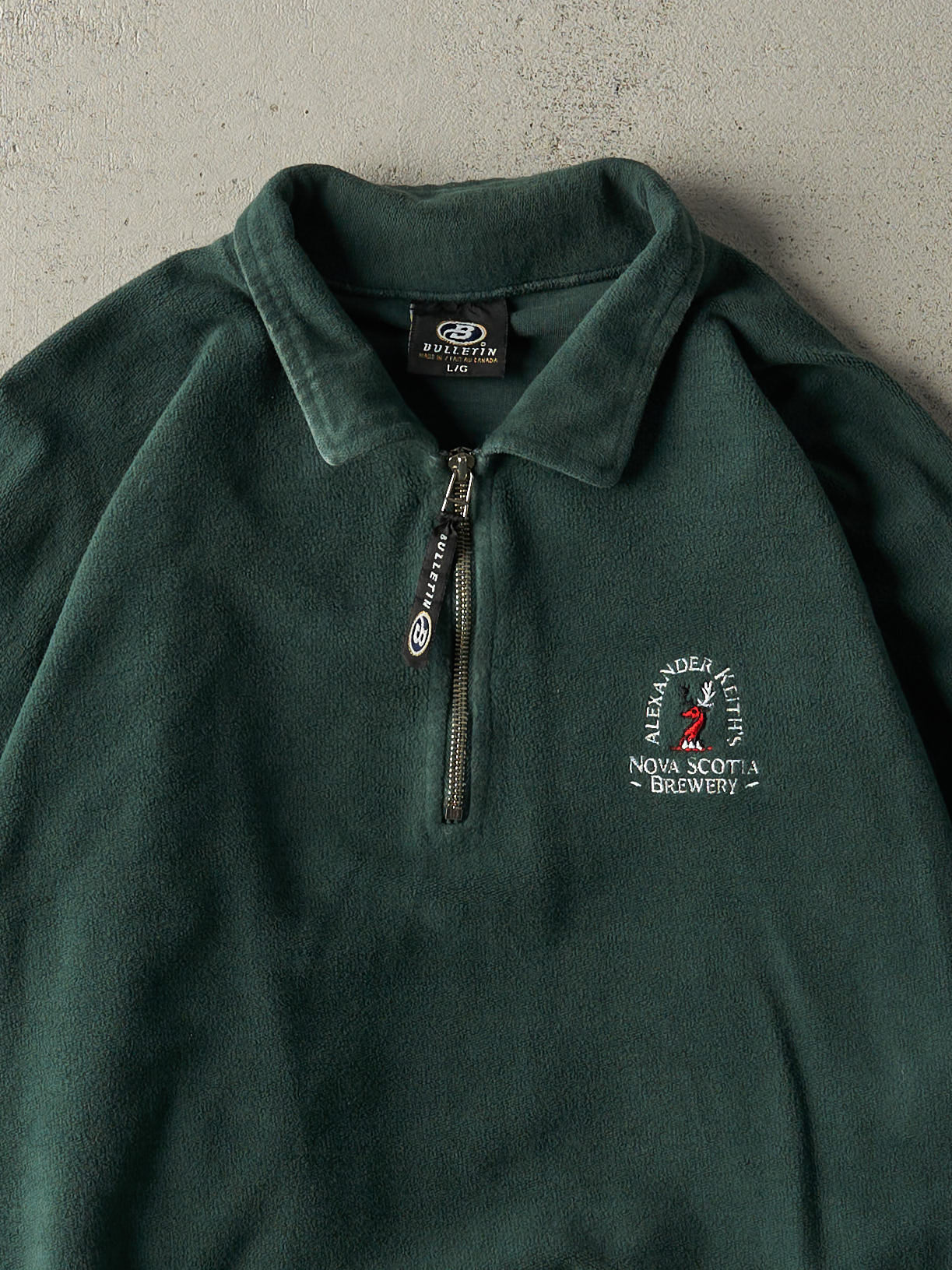 Vintage Y2K Green Alexander Keiths Inside Out Quarter Zip Sweater (L/XL) - Image 3