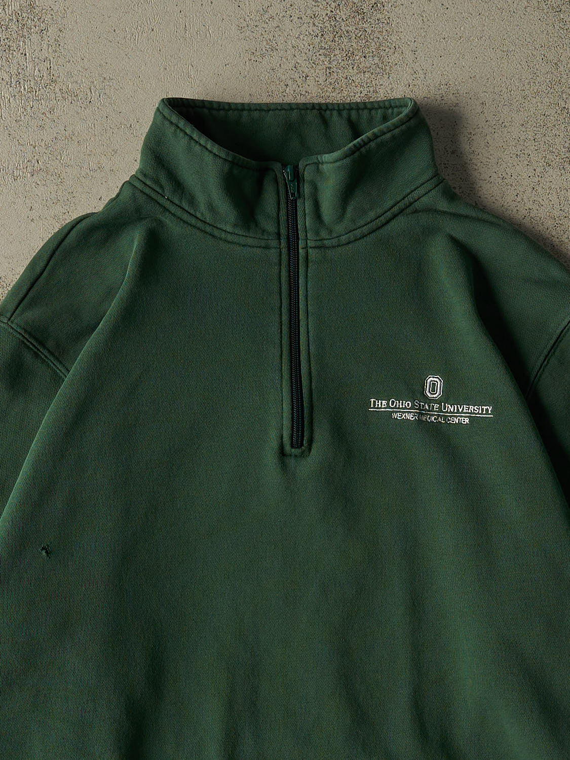 Vintage Y2K Green Ohio State University Wexner Medical Centre Quarter Zip Sweater (XL) - Image 2