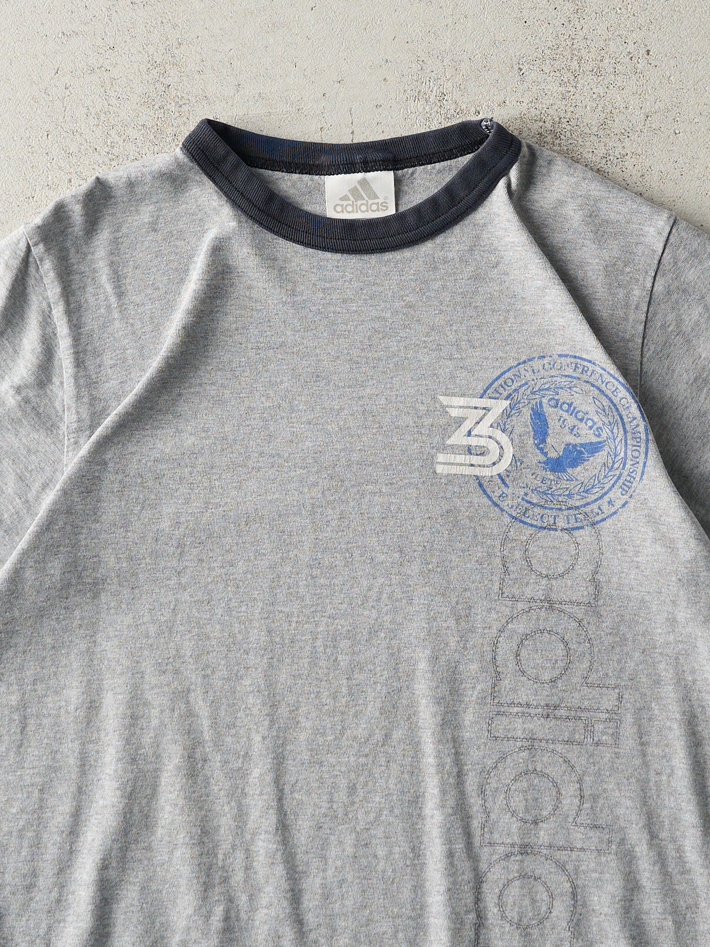 Vintage Y2K Grey Adidas Logo Ringer Tee (S) - Image 2