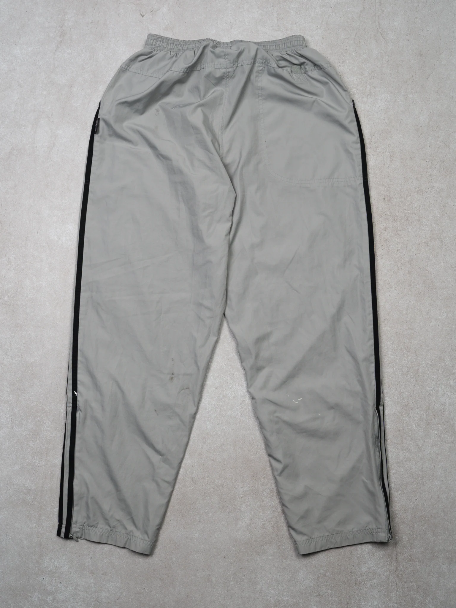 Vintage Y2K Grey + Black Adidas Windbreaker Pants (M) - Image 3