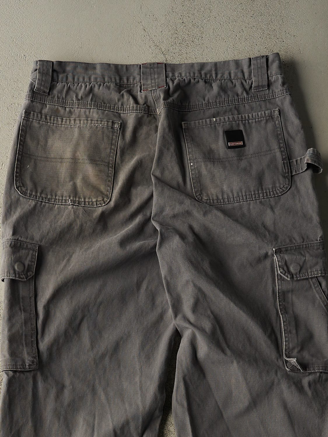 Vintage Y2K Grey Craftsman Cargo Utility Work Pants (34x30) - Image 4