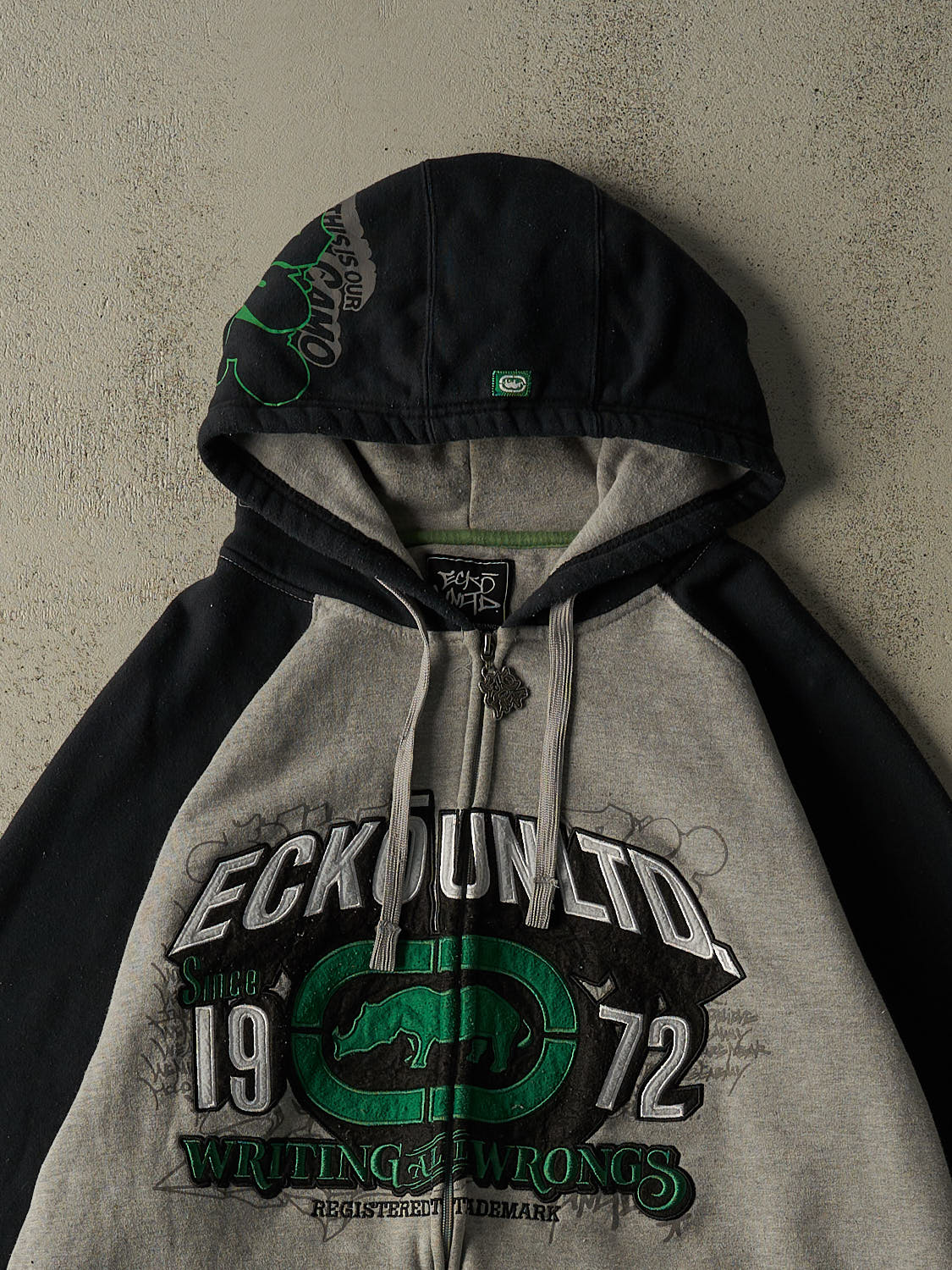 Vintage Y2K Grey Ecko Embroidered Zip Up Hoodie (XXL/XXXL) - Image 2