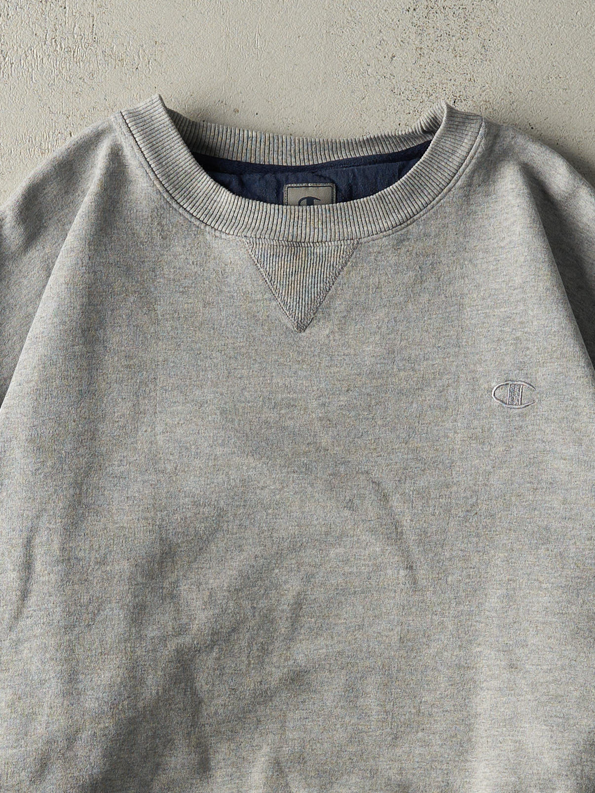 Vintage Y2K Grey Embroidered Champion Crewneck (L/XL) - Image 2