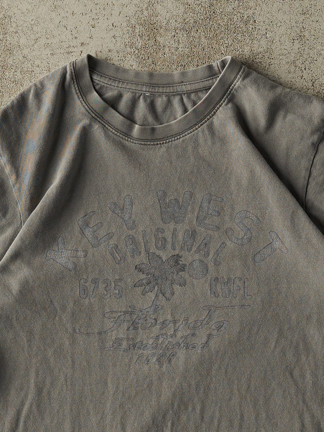 Vintage Y2K Grey Key West Florida Tee (S/M) - Image 2