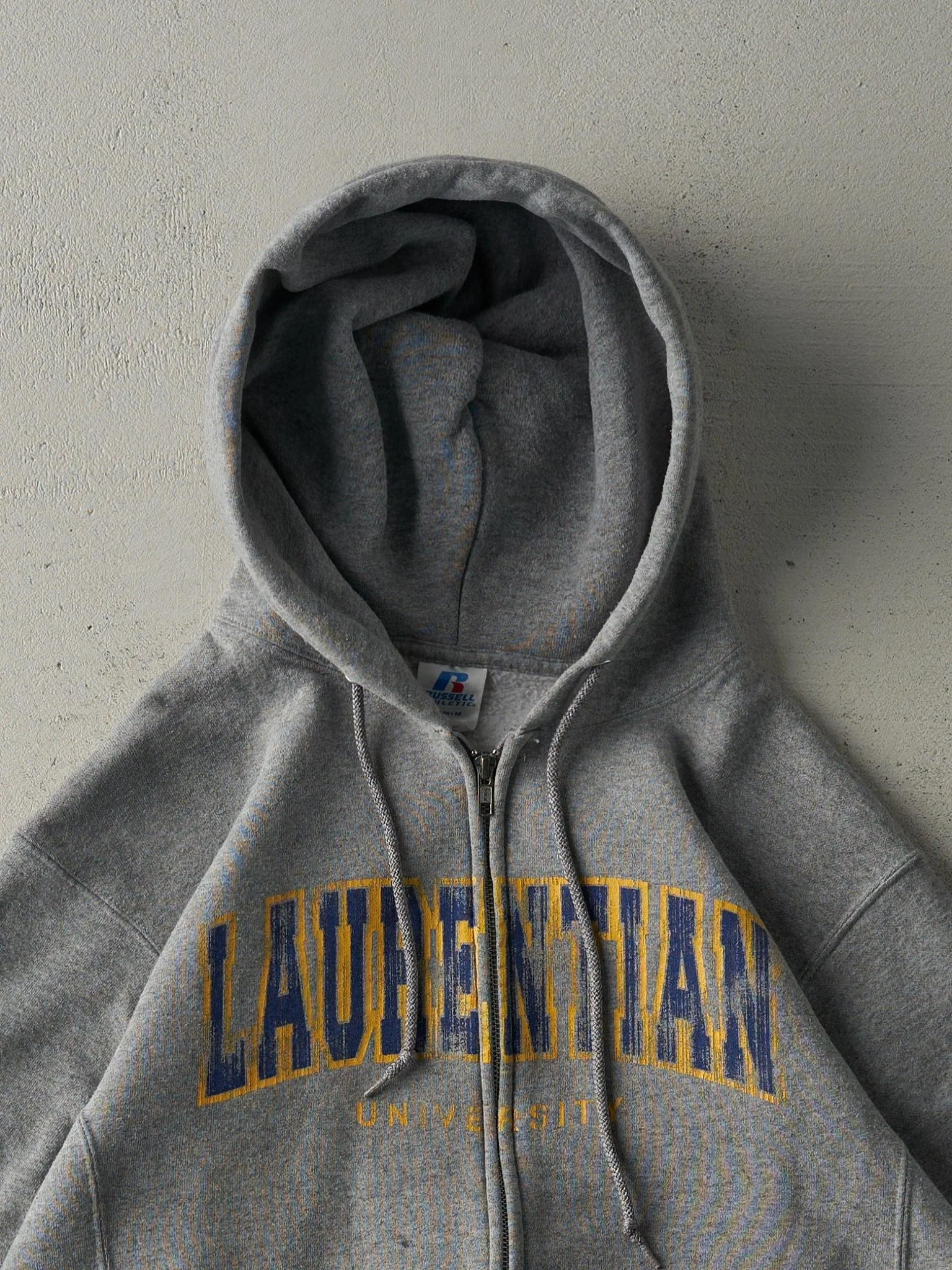 Vintage Y2K Grey Laurentian University Russell Athletics Zip Up Hoodie (M) - Image 2