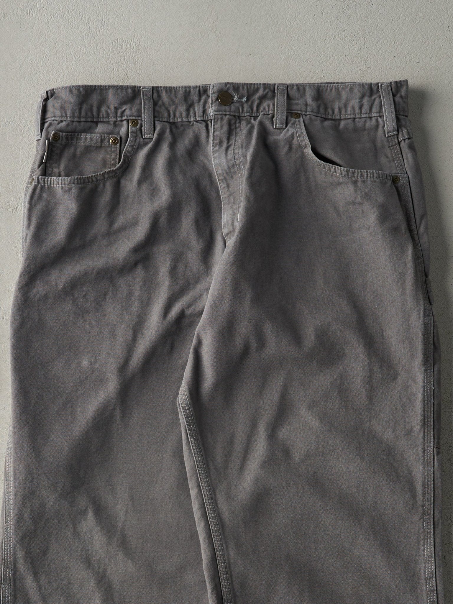 Vintage Y2K Grey Loose Fit Carhartt Light Weight Carpenter Pants (35x29) - Image 4