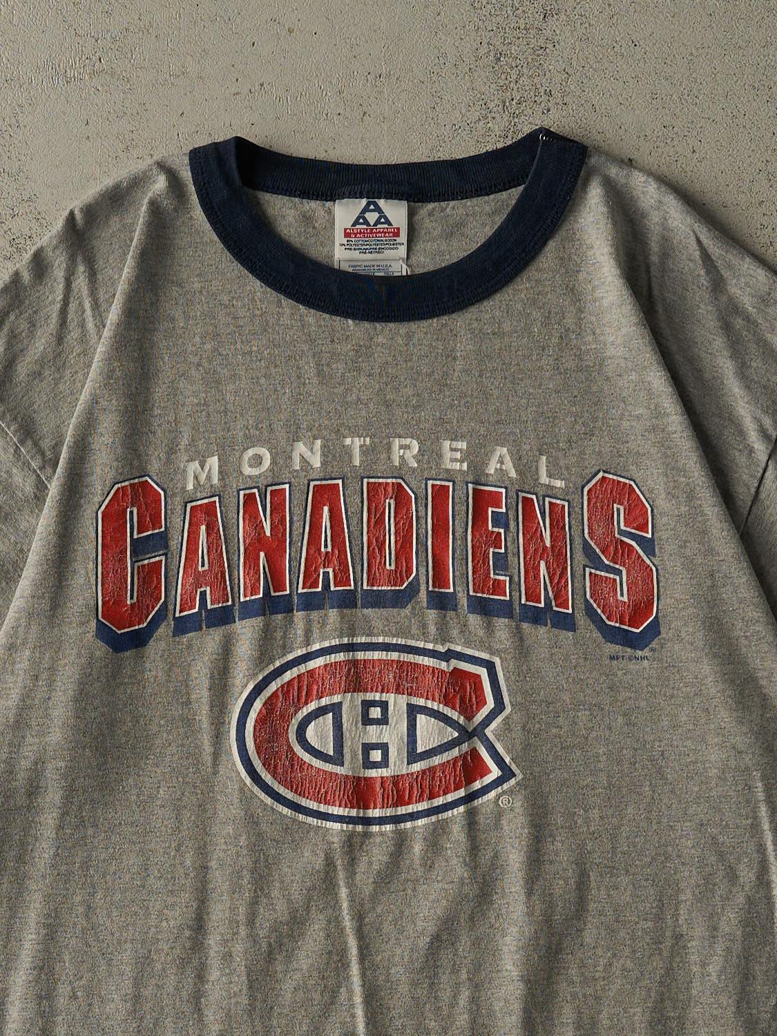 Vintage Y2K Grey Montreal Canadiens Ringer Tee (L/XL) - Image 2