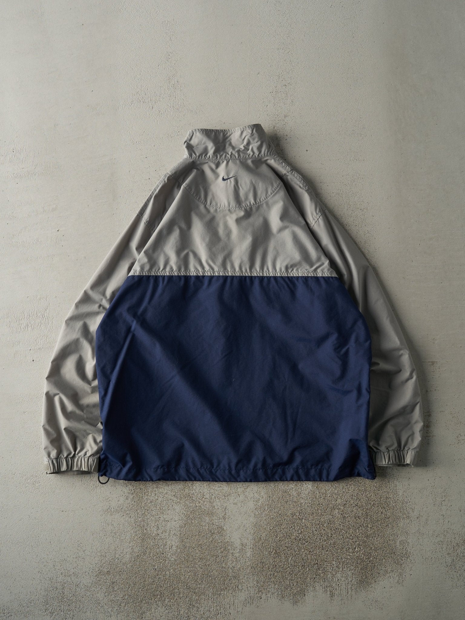 Vintage Y2K Grey & Navy Nike Quarter Zip Windbreaker Jacket (M/L) - Image 2