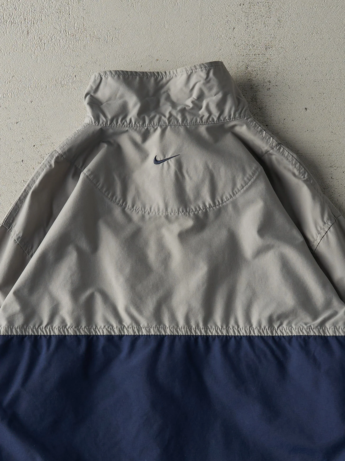 Vintage Y2K Grey & Navy Nike Quarter Zip Windbreaker Jacket (M/L) - Image 4