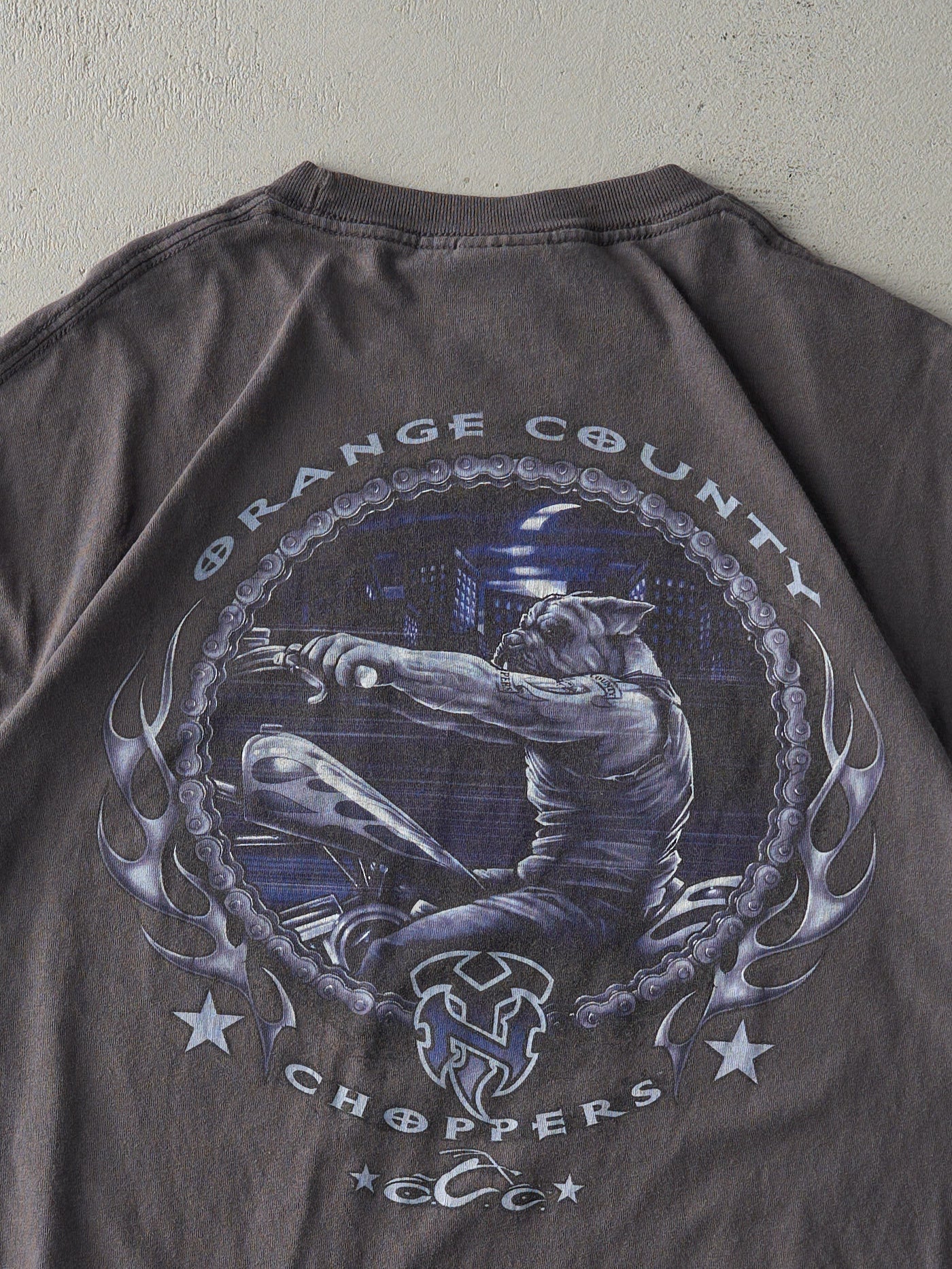 Vintage Y2K Grey Orange County Choppers Tee (M) - Image 4
