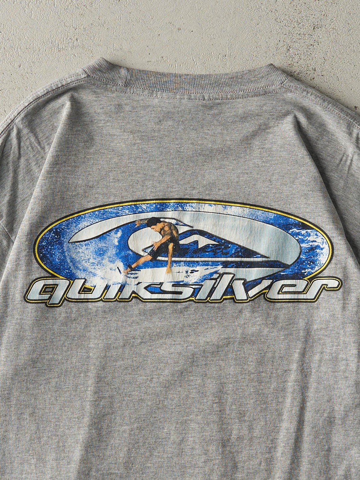 Vintage Y2K Grey Quiksilver Logo Tee (M) - Image 4