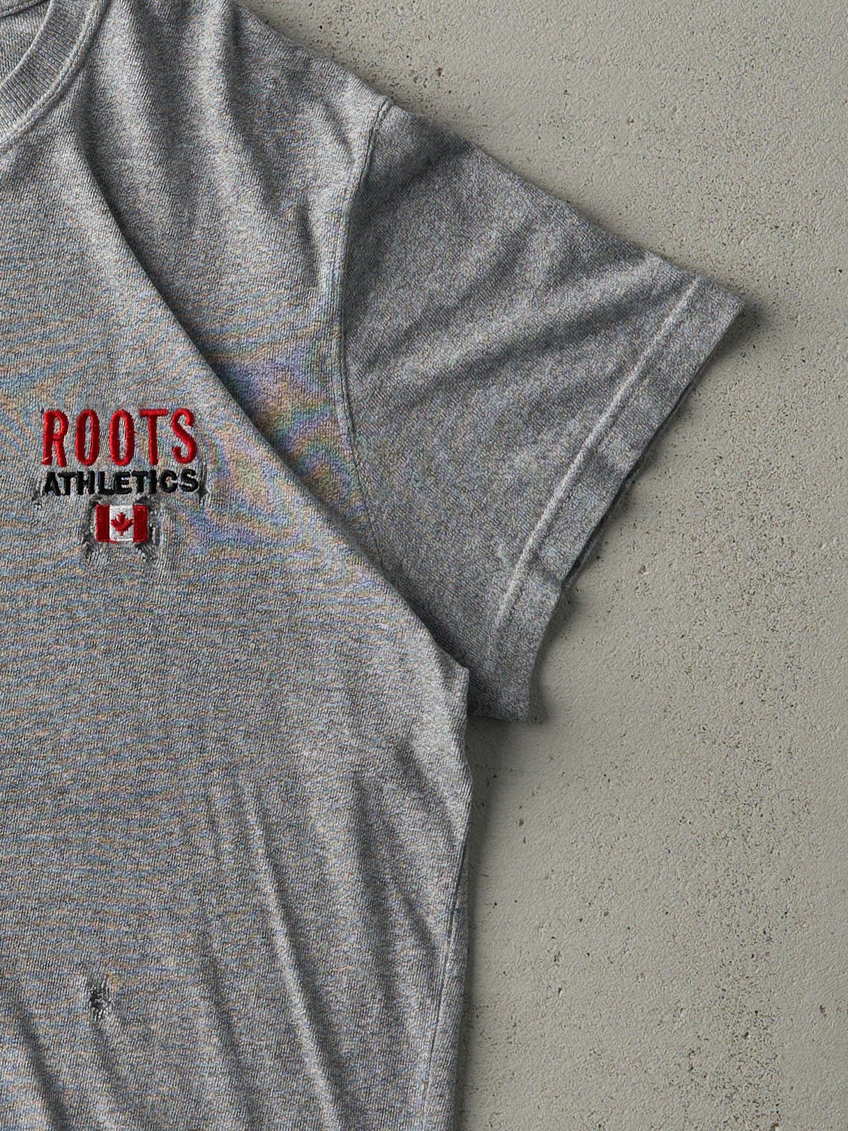 Vintage Y2K Grey Roots Athletics Embroidered Tee (M) - Image 3