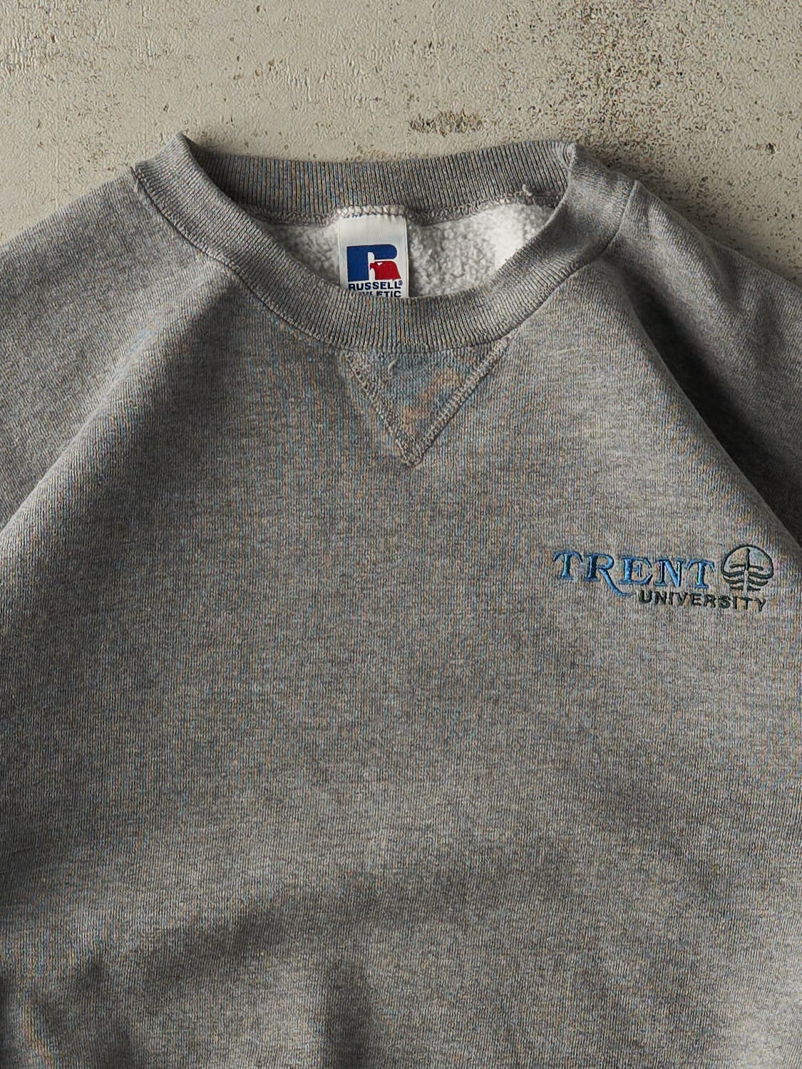 Vintage 90s Grey Russell Athletic Trent University Embroidered Crewneck (M/L) - Image 2