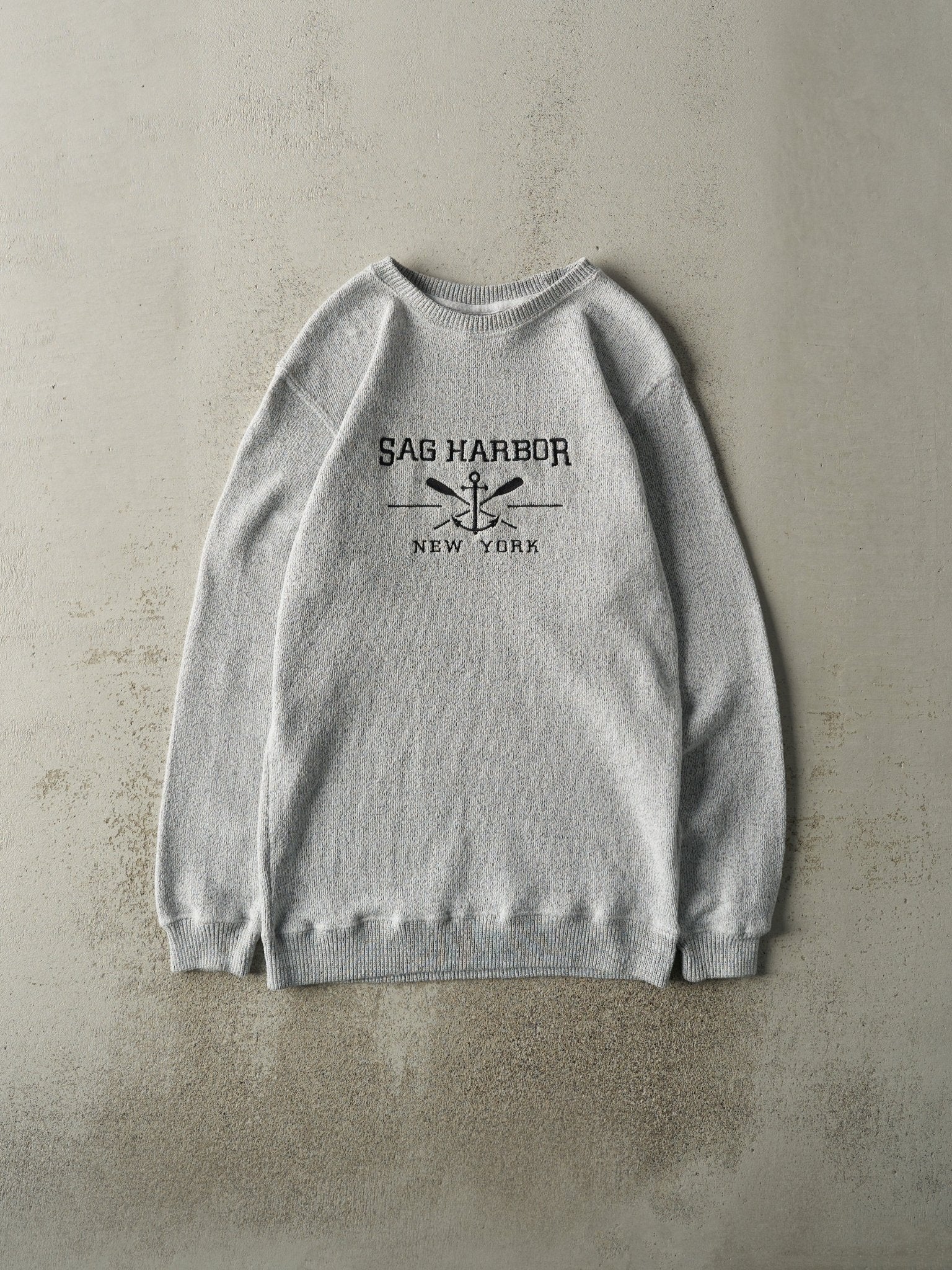 Vintage Y2K Grey Sag Harbour New York Weaved Crewneck (S/M)