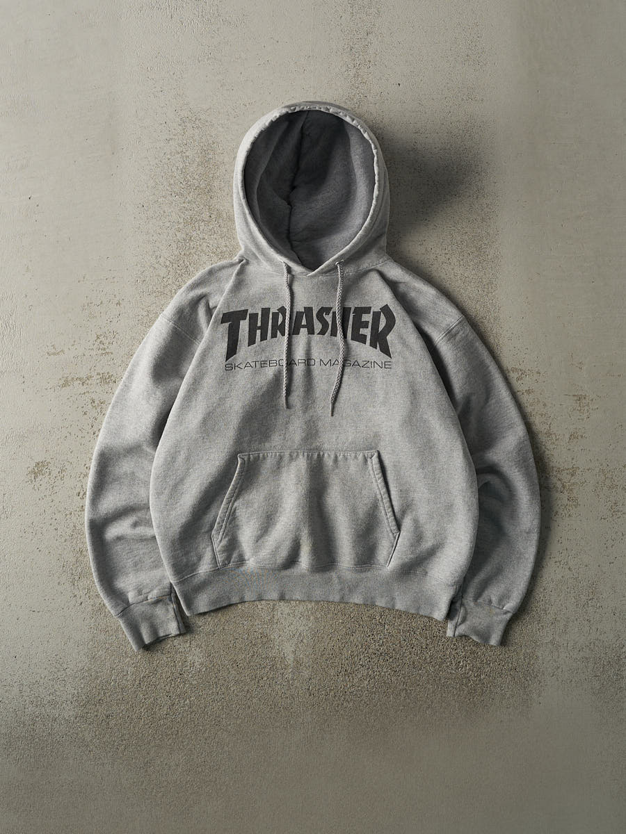 Vintage Y2K Grey Thrasher Skateboard Magazine Hoodie (S)