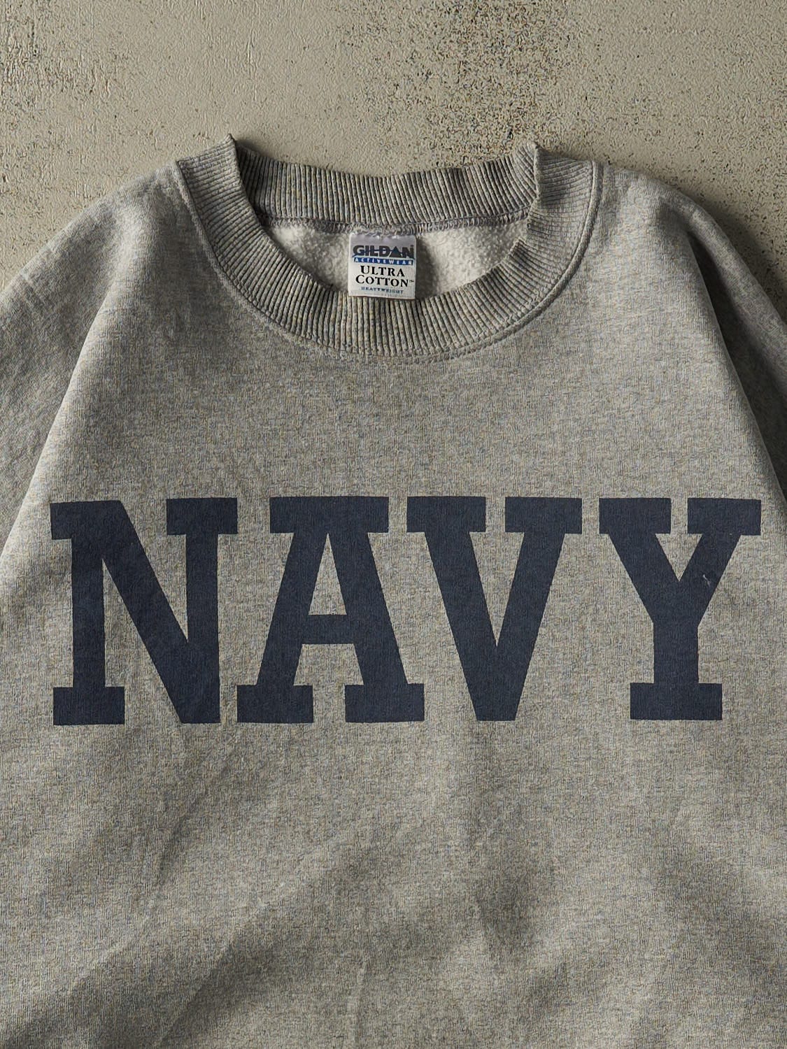 Vintage Y2K Grey US Navy Crewneck (L/XL) - Image 2