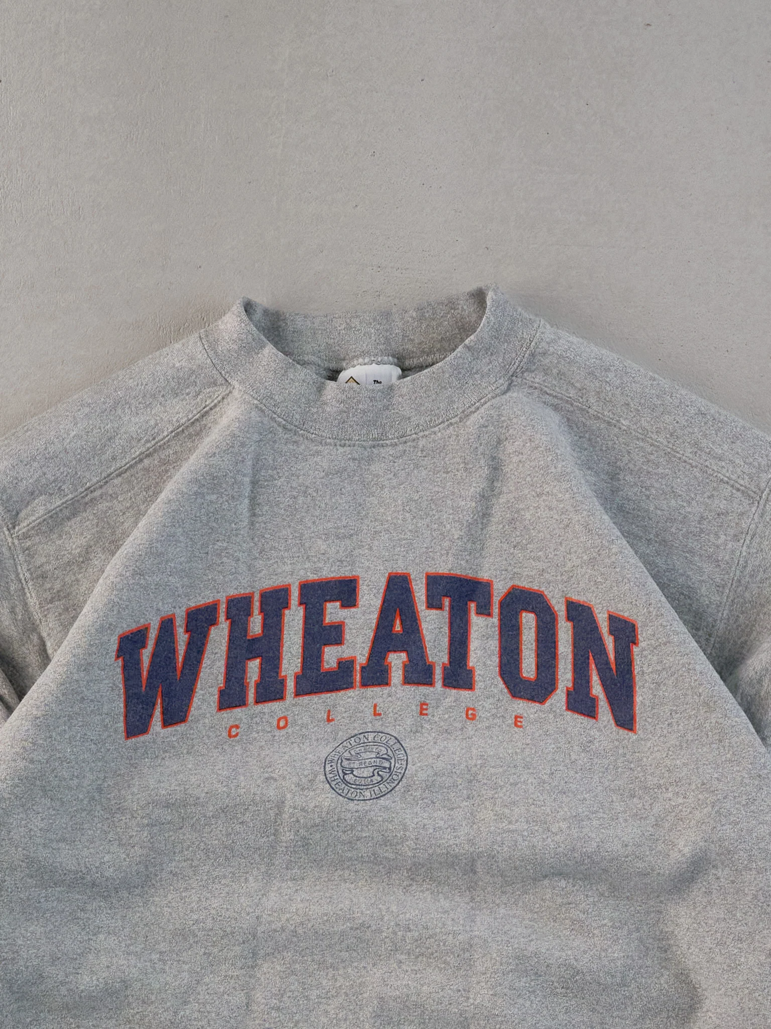 Vintage 90s Grey Wheaton College Crewneck (S/M) - Image 2